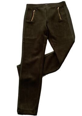 Small Ann Taylor Loft Green Zipper Pocket Pull On Dress Pants Microfiber